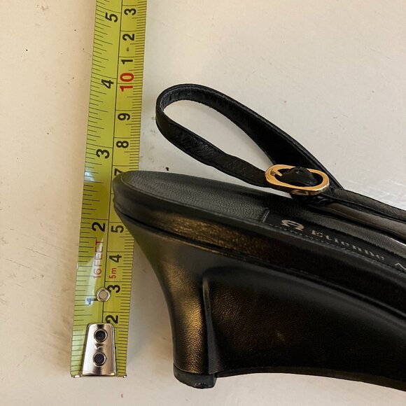 Etienne Aigner Black Wedge Sandals Size 7M - Picture 8 of 8